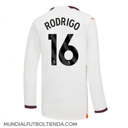 Camiseta Manchester City Rodri Hernandez #16 Segunda Equipación Replica 2023-24 mangas largas
